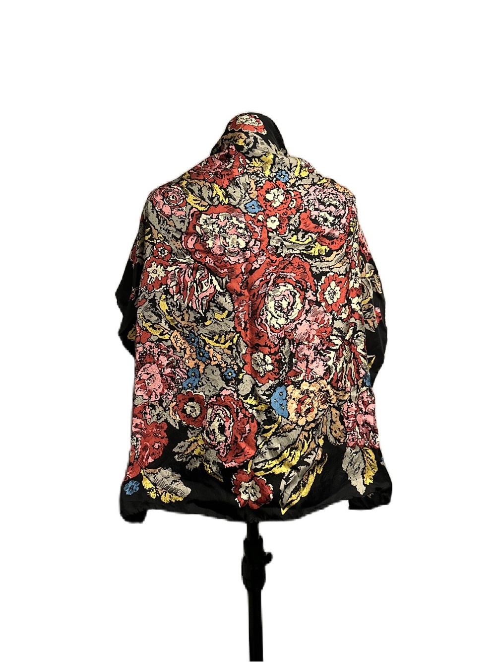 Black Colorful Floral Square Handkerchief Scarf
